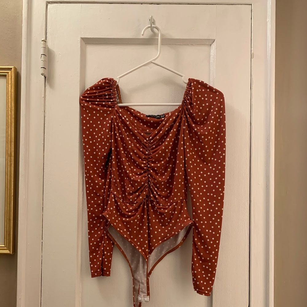 Polka dot puff sleeve bodysuit